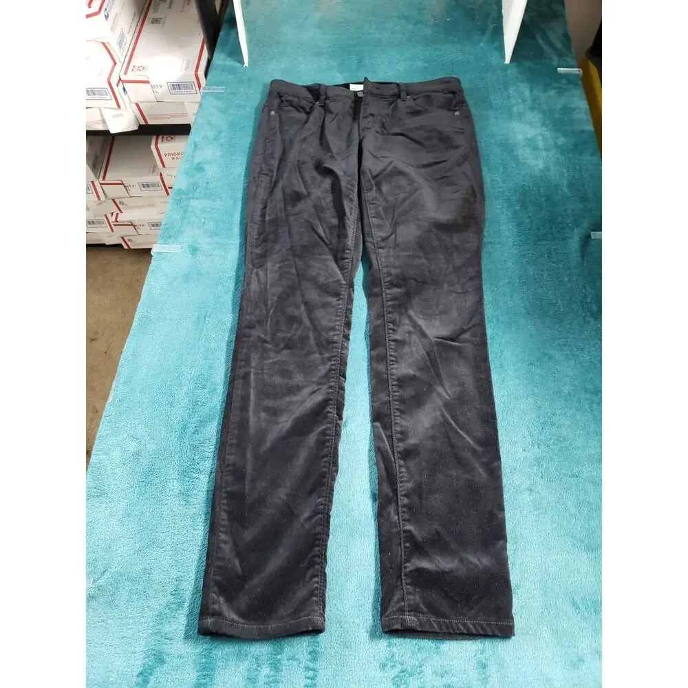 Loft Jeans Size 2 Women Black Pants Velvet Stretch Mid Rise Modern Skinny